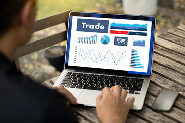 Poster - professionals working Trade  Finance Forex Graph Chart Concept manager showing reports