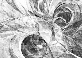 Poster - Abstract grey and white motion composition. Modern bright futuristic dynamic background for wallpaper, interior, flyer cover, poster, banner, booklet. Fractal art for creative graphic design