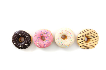 Mix chocolate donut isolated in white background