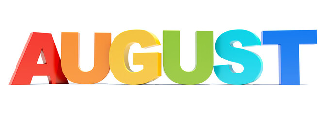 Wall Mural - august - calendar month colored letters 3d render
