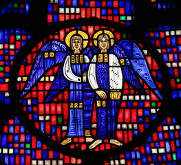 Canvas Print - Stained Glass in Worms - Two Angels