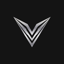 Letter V Logo. Luxury Metal Logo Design Concept Template