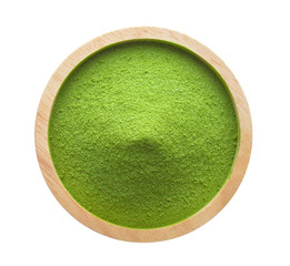 Canvas Print - green tea powder in a bowl on white background