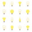 © k_tatsiana - Set of color icons of bulbs, vector illustration
