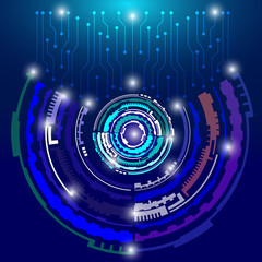 Poster - Abstract Blue Hi  Technology Cyber Space With Circuit Board Communication Concept Vector Background