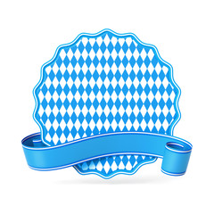 Wall Mural - blue bavarian ribbon banner with seal silhouette card - diamond pattern