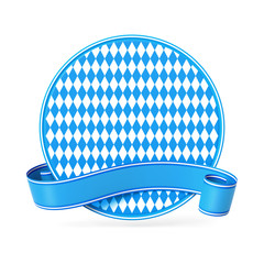 Wall Mural - blue bavarian ribbon banner with circle silhouette card - diamond pattern