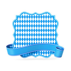 Wall Mural - blue bavarian ribbon banner with vintage rectangle silhouette card - diamond pattern