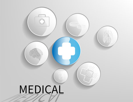 medical circle icons blue and gray concept health care