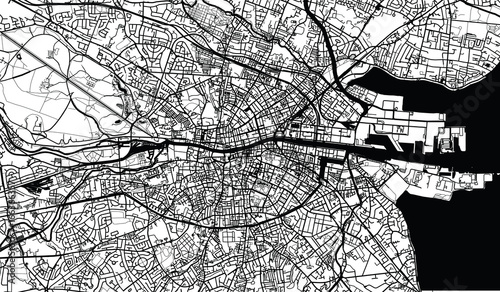 Urban city map of Dublin, Ireland Poster Mural XXL