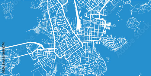 Cuadros en Lienzo Urban city map of Helsinki, Finland