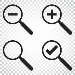 Fototapete - Set of loupe icon vector. Magnifier in flat style. Search sign concept. Simple business concept pictogram on isolated background.