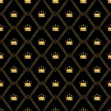 Abstract Seamless Pattern With Golden Crowns. Luxury Background Design. Modern Stylish Texture. Vector Illustration. Used For Wallpaper, Pattern Fills, Web Page,background,surface Textures.