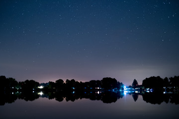 Wall Mural - lake landscape at night , beautiful stars sky