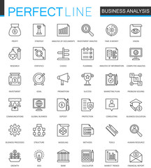 Poster - Business analytics thin line web icons set. Finance strategy information outline stroke icons design.