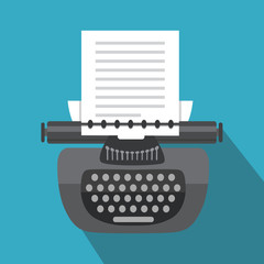 Vector. Isolated vintage typewriter. Retro equipment. Flat style. Blogging concept.