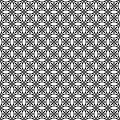 Poster - Repeating abstract monochrome stylized flower pattern - geometric floral vector background from curved shapes