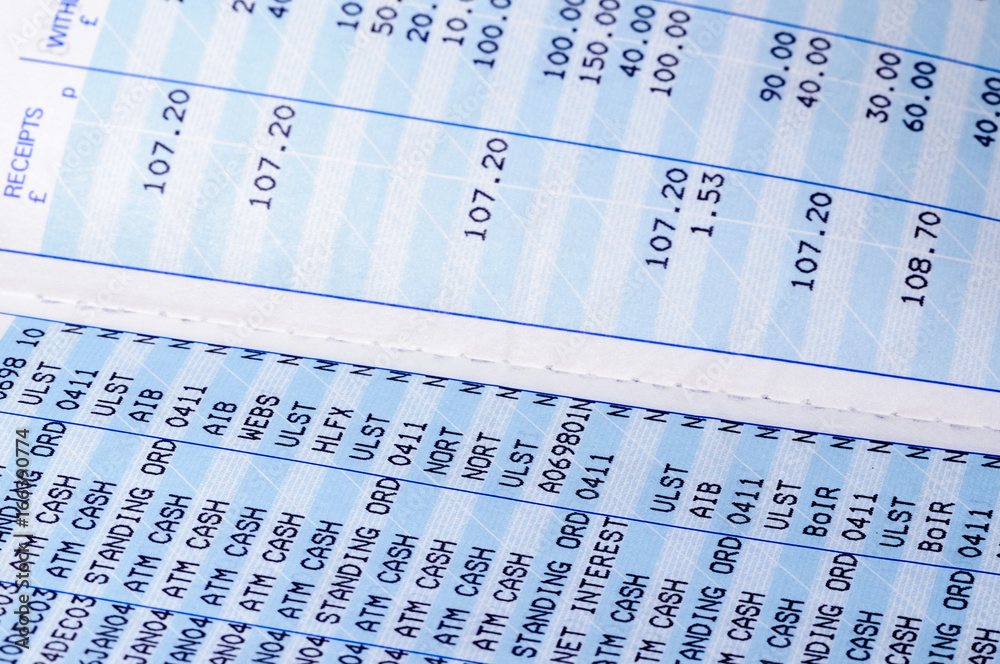 Old fashioned savings account pass book from a bank. Stock Photo ...