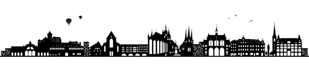 erfurt thüringen deutschland skyline mit dom kirche stadt panorama silhouette