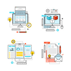 set of flat design concept icons for web and mobile phone services and apps. icons for web design, a