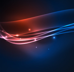 Wall Mural - Energy lines, glowing waves in the dark, vector abstract background