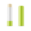 © MockupSpot - Green glossy lip balm stick.