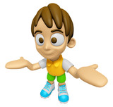 Fototapeta  - 3D Child Mascot has been welcomed with both hands. Work and Job Character Design Series 2.
