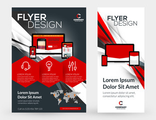 Abstract vector business brochures cover or banner design templates. Business flyer and poster with red and black background