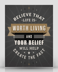 Wall Mural - Vintage inspirational and motivational quote typographic poster. Black and brown colors with textured background. Vector quote poster mockup template