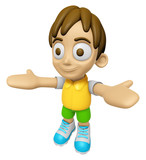 Fototapeta  - 3D Child Mascot has been welcomed with both hands. Work and Job Character Design Series 2.