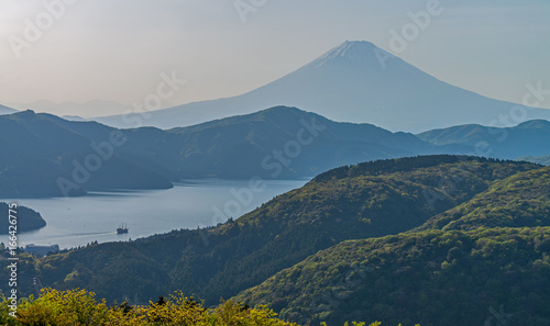Fuji mountain and lake ashinoko at Hakone.