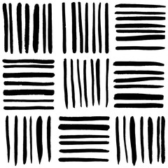 Wall Mural - Black brush strokes lines. Seamless vector pattern