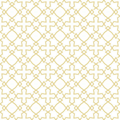 Wall Mural - Oriental style design with crosses and stars in gold. Seamless vector pattern