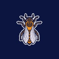 bee. embroidery. fachion patch badges vector illustration