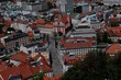 Aussicht von der Burg auf Ljubljana, mit Mariä-Verkündigung-Kirche / Franziskanerkirche und Preserenplatz in der Mitte