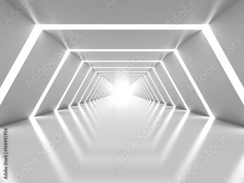 Obraz tunel 3d  streszczenie-tlo-z-symetrycznym-bialym-lsniacym-wnetrzem-tunelu