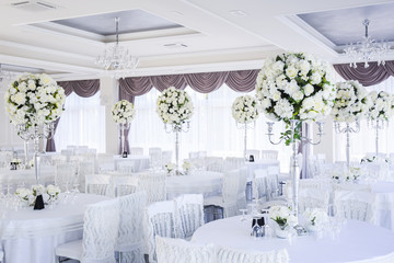 Wall Mural - elegant wedding reception table arrangement, floral centerpiece