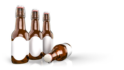 Wall Mural - Beer bottle with blank label side by side.