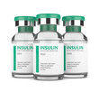 3d rendering of insulin vials over white