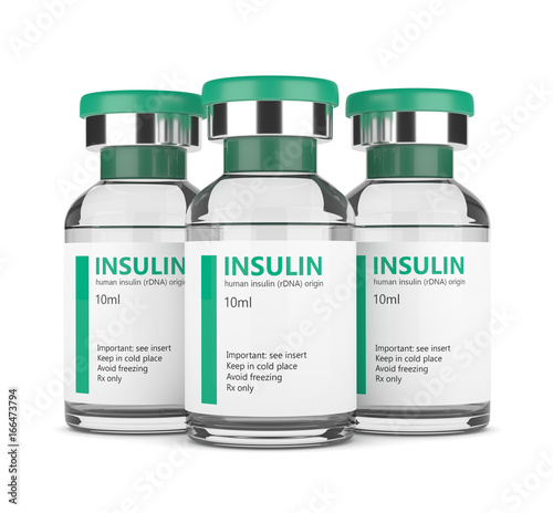 Fotomural 3d rendering of insulin vials over white