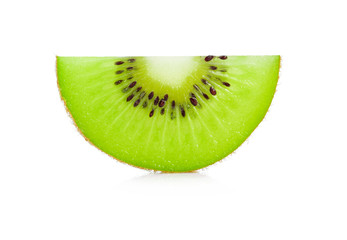 Wall Mural - Close up slice kiwi fruits isolated on white background.