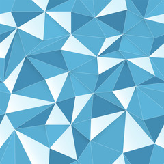 Poster - Blue 3D triangle pattern, seamless vector. Vector design texture. White Low Poly Pattern Background