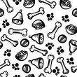Seamless cute pattern with Dog food, cell, bones. Home dog. Perfect for textiles or paper design.