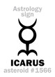 Astrology Alphabet: ICARUS, asteroid #1566. Hieroglyphics character sign (single symbol).