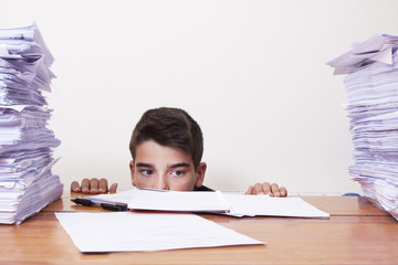 Poster - child on the school desk studying