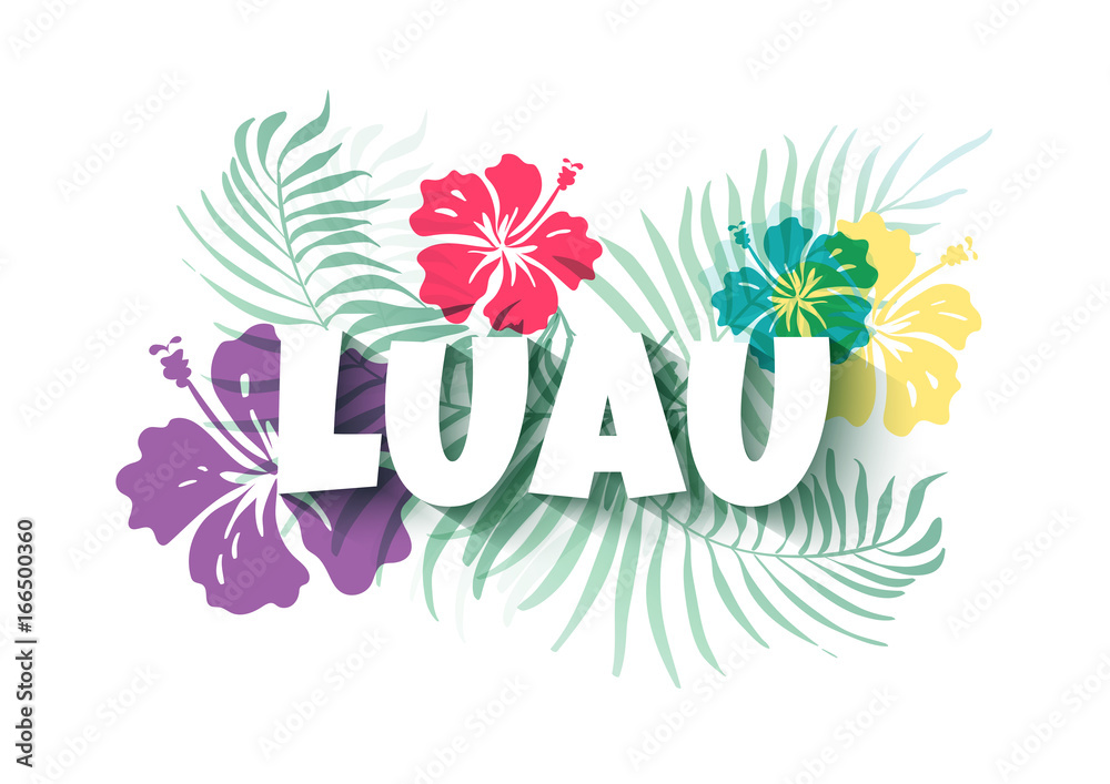 Hawaiian Luau Colorful background. Party Sign. Vector illustration - obrazy, fototapety, plakaty 