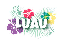 Hawaiian Luau Colorful Background. Party Sign. Vector Illustration