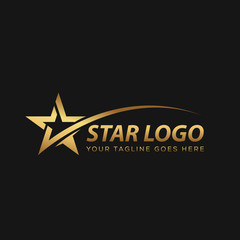 Wall Mural - Gold Star Logo with Black Background