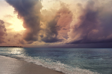 Sticker - Cloudy weather at tropical beach