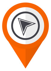 Fototapete - Navigation orange pointer vector icon in eps 10 isolated on white background.